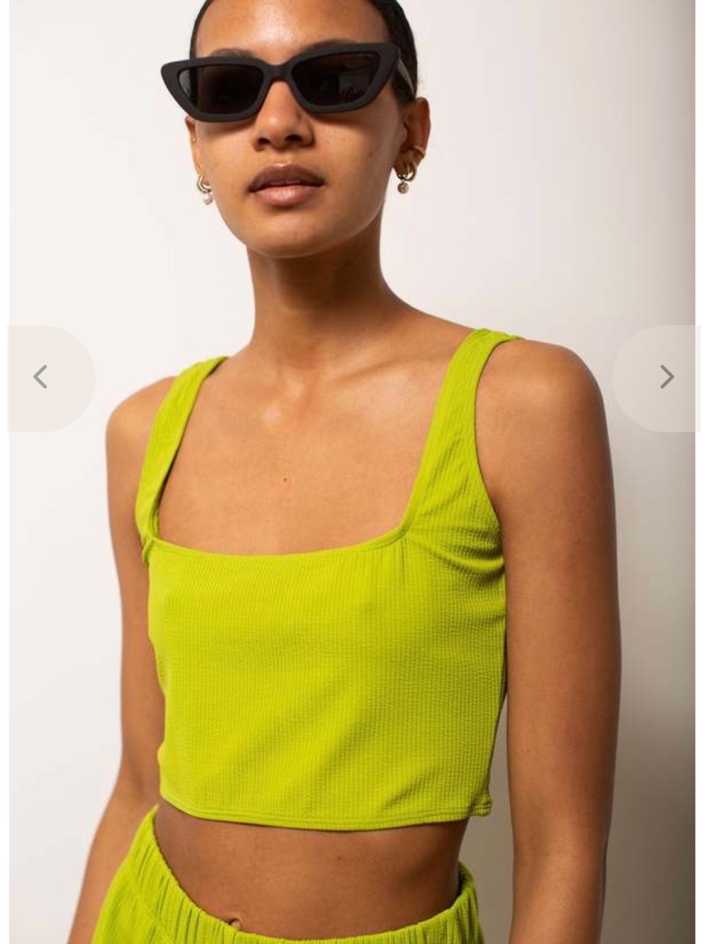 Rita Row Ribbed Lime Crop “Nika” Tank Top in Lima- Women